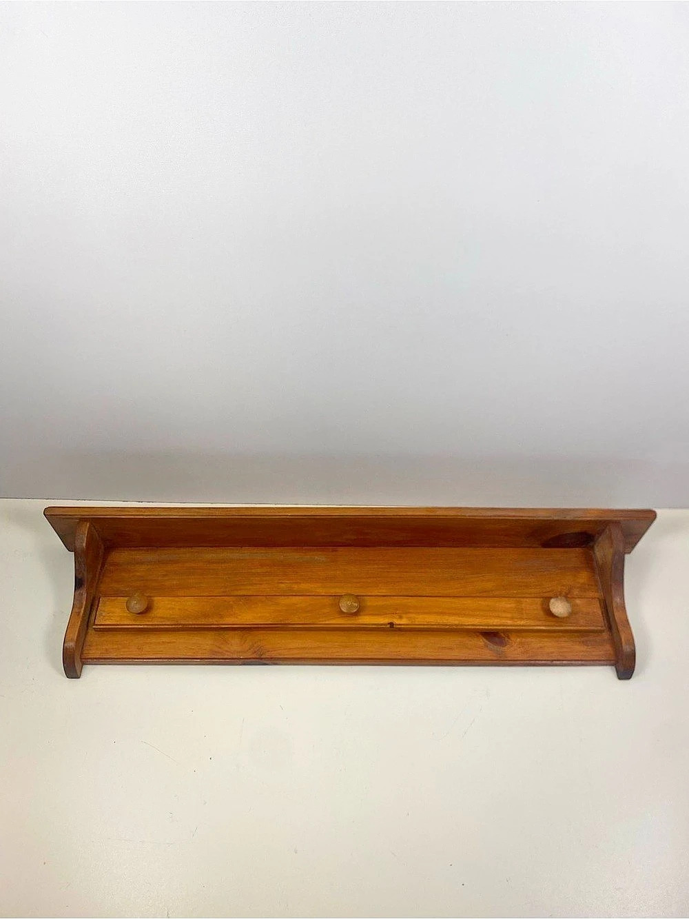 Rustic Wooden Wall-Mounted Shelf With 3 Pegs 36” X 4.5” X 8”